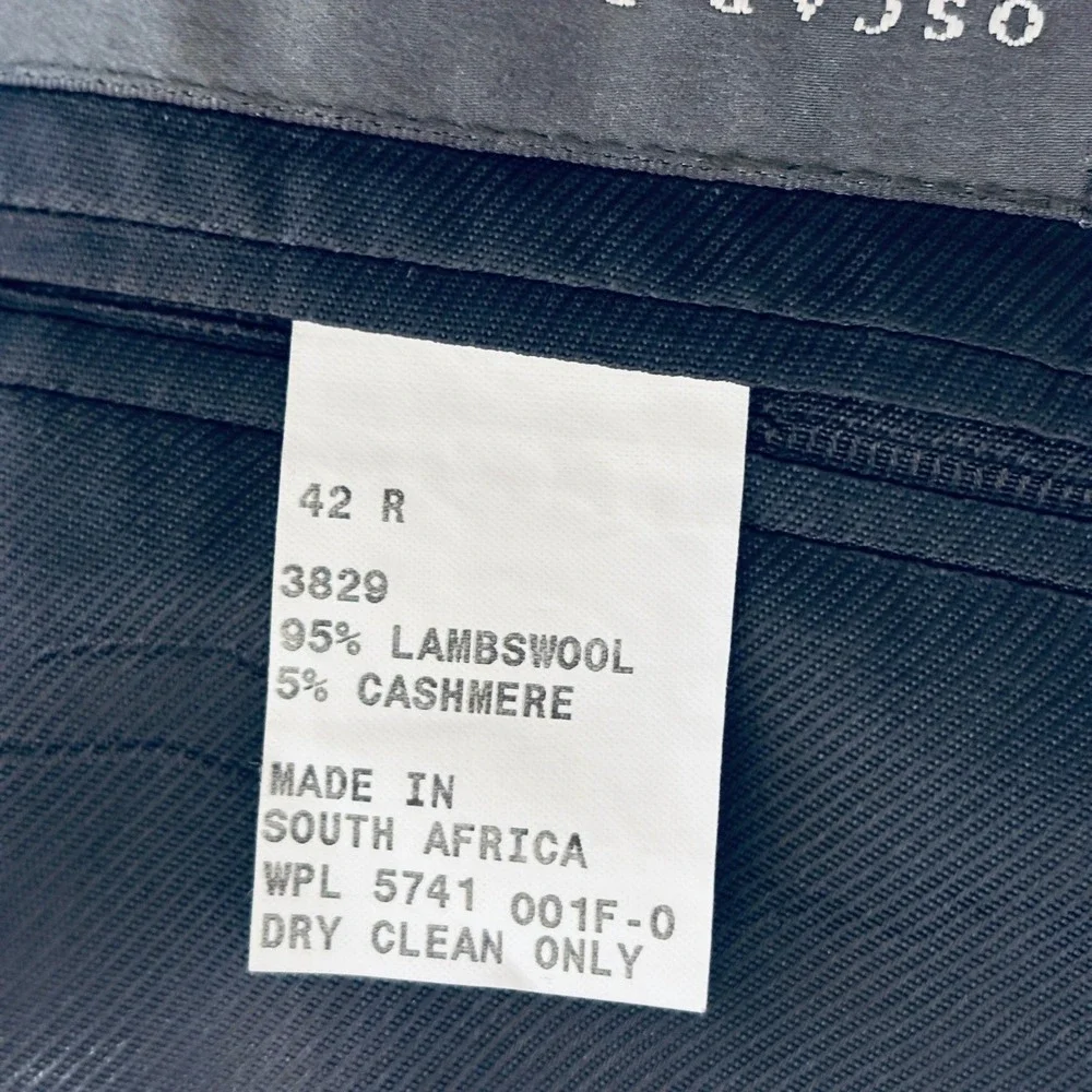 Oscar de la Renta Blazer Mens 42R Gray Lambswool Cashmere 2 Button Fully Lined